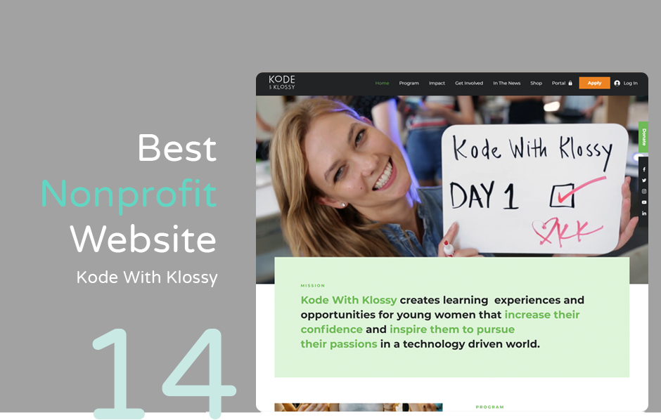 Best nonprofit website example: Kode With Klossy