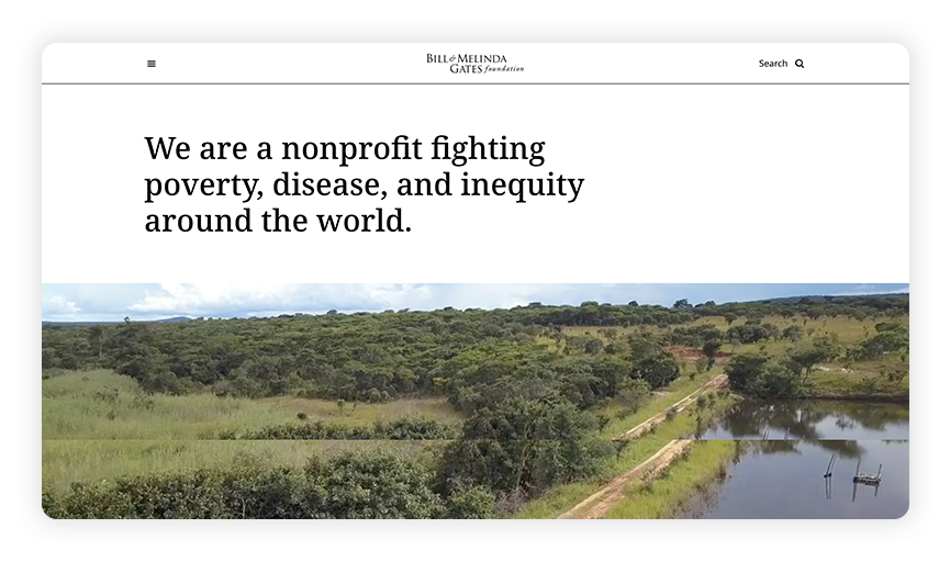 This is a screenshot of the Gates Foundation site, one of the best nonprofit websites.