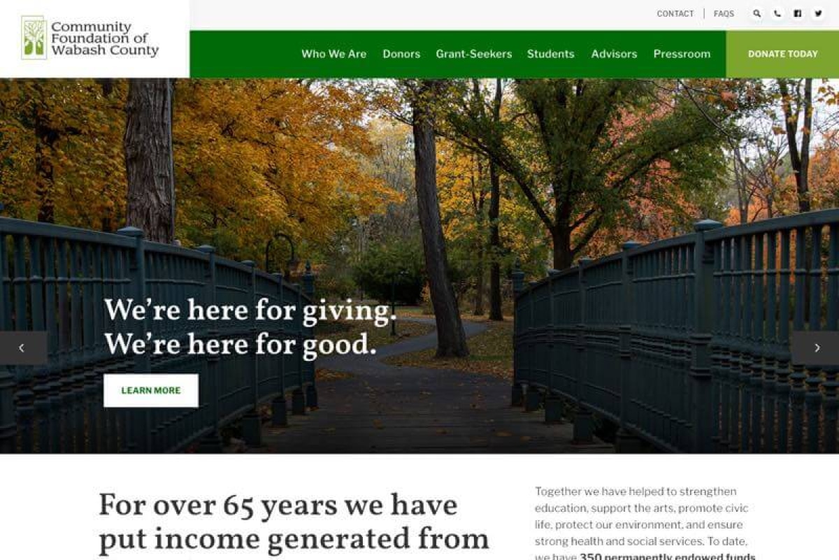 Community Foundation of Wabash County Website Desktop Preview