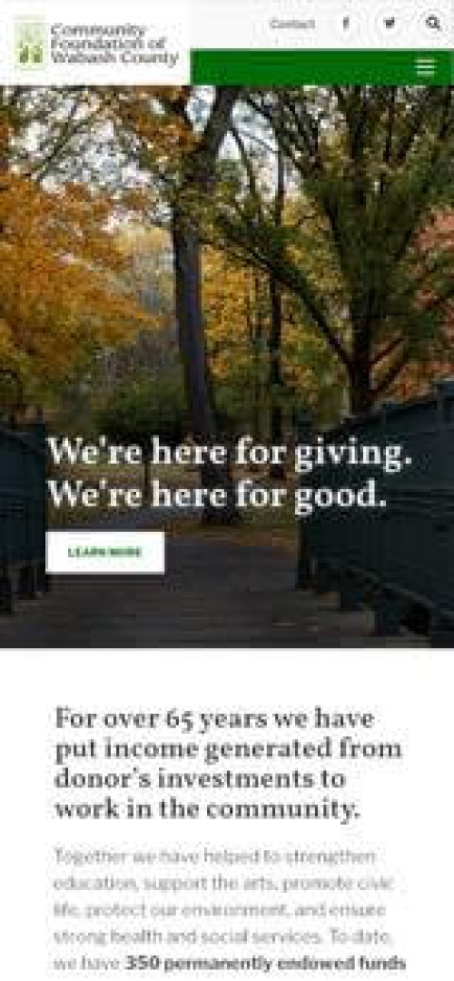 Community Foundation of Wabash County Website Mobile Preview