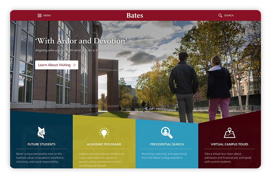 As one of the leading college and university websites, Bates College has a stunning web design that intrigues audiences.