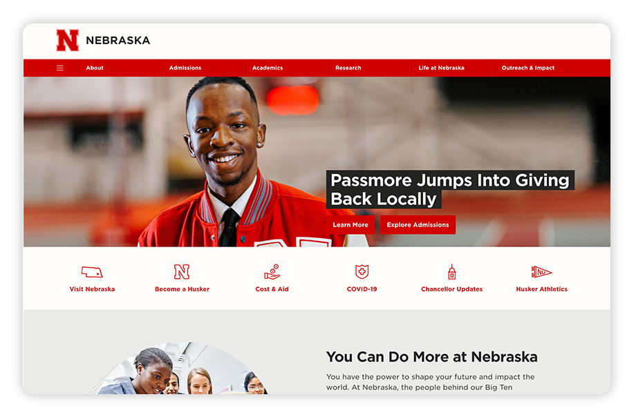 UNL has a beautifully branded college website that unites its digital presence.