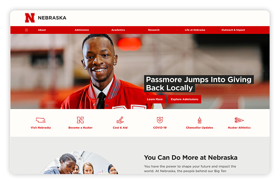 UNL has a beautifully branded college website that unites its digital presence.