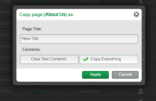 Copy page prompt