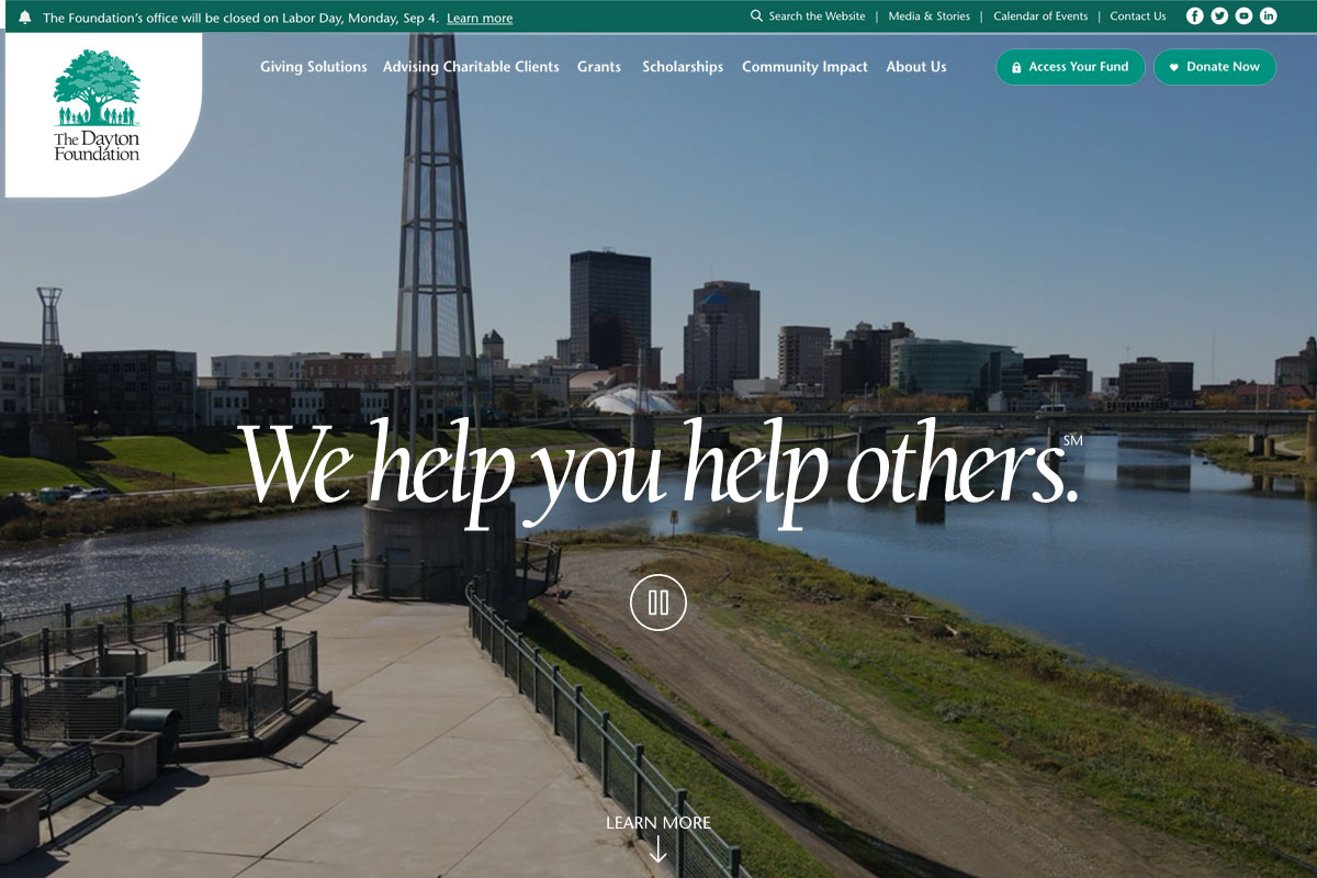 The Dayton Fondation Website Desktop Preview
