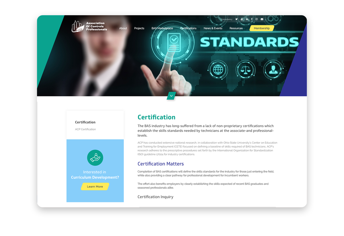 Members certification website example