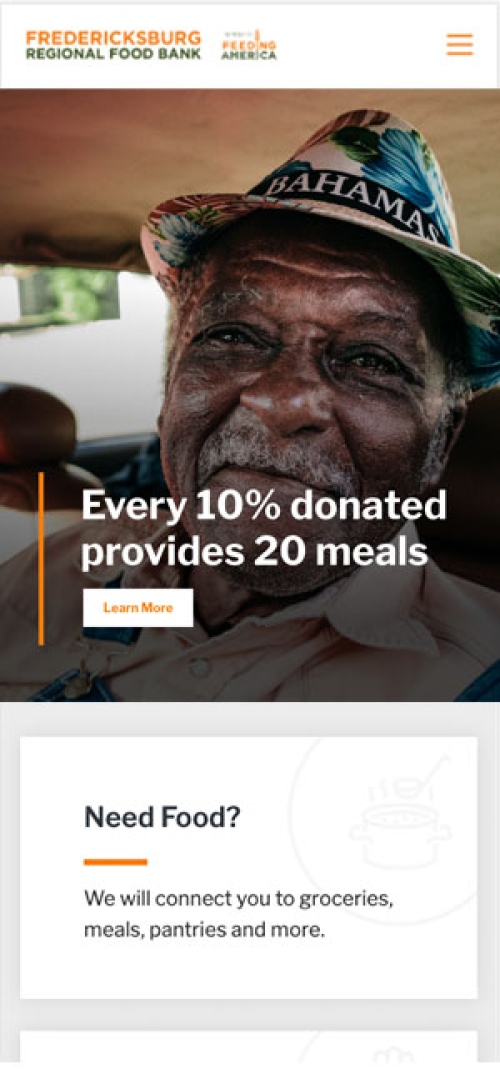 Fredericksburg Regional Food Bank Website Mobile Preview