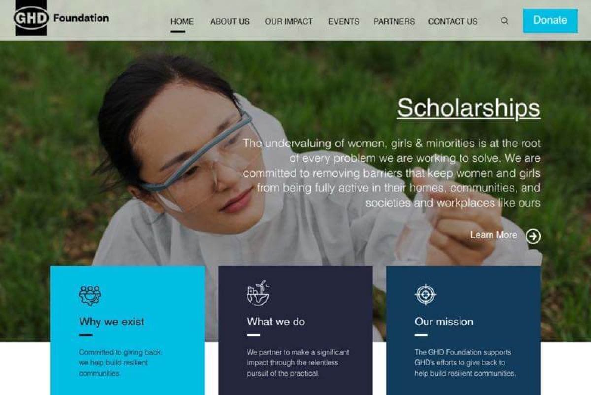 GHD Foundation Website Desktop Preview