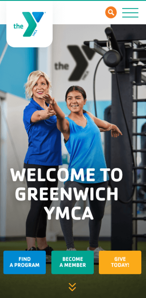 YMCA of Greenwich Website Mobile Preview