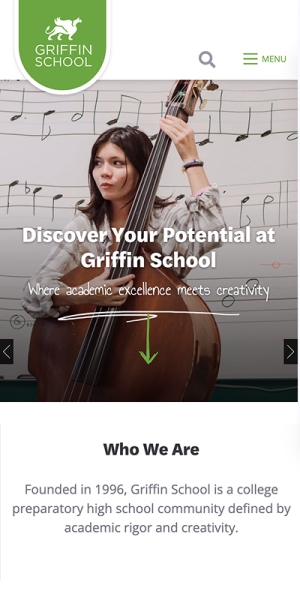 Griffin School Website Mobile Preview