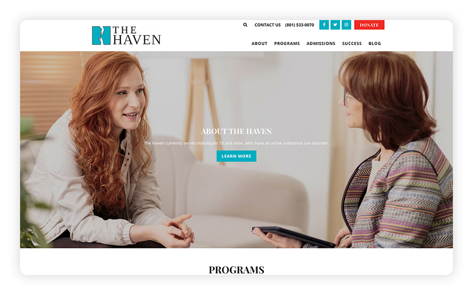 The Haven's healthcare website design can inspire your own website design efforts.