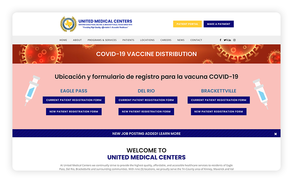 The United Medical Centers' healthcare website design stands out because it is informative and intuitive to use.