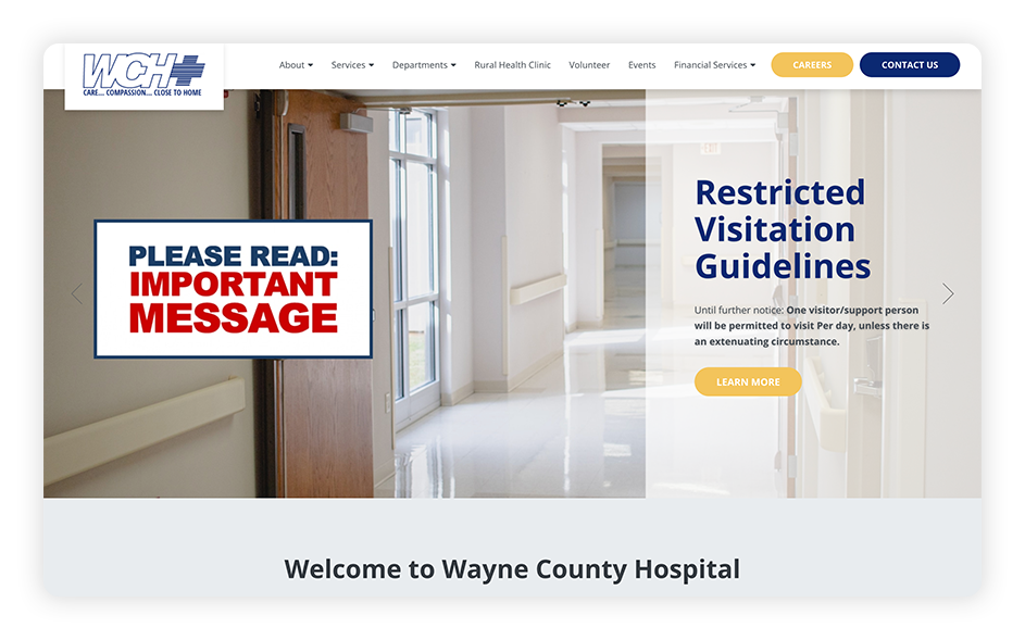 Wayne County Hospital's healthcare website design helps patients get the information they need.