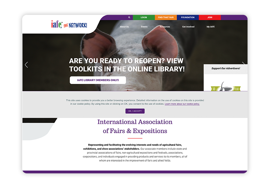 The International Association of Fairs and Expositions' website provides an excellent example of a well-designed membership website.