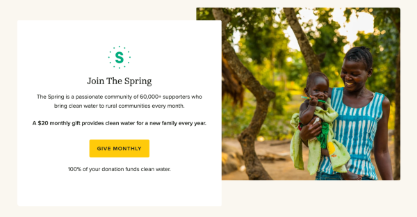 High-quality imagery on Charity: water's website