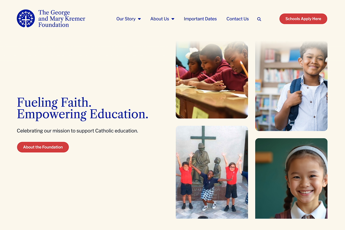 The George and Mary Kremer Foundation Website Desktop Preview