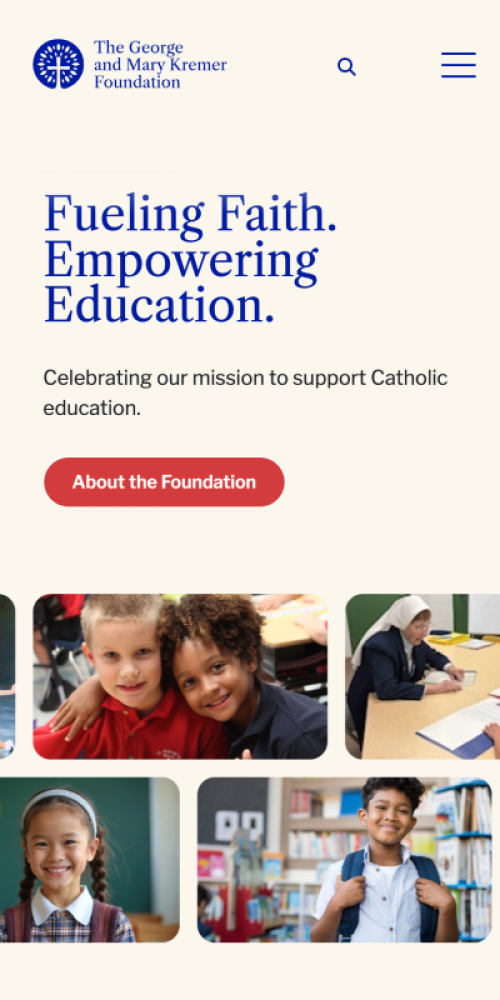 The George and Mary Kremer Foundation Website Mobile Preview