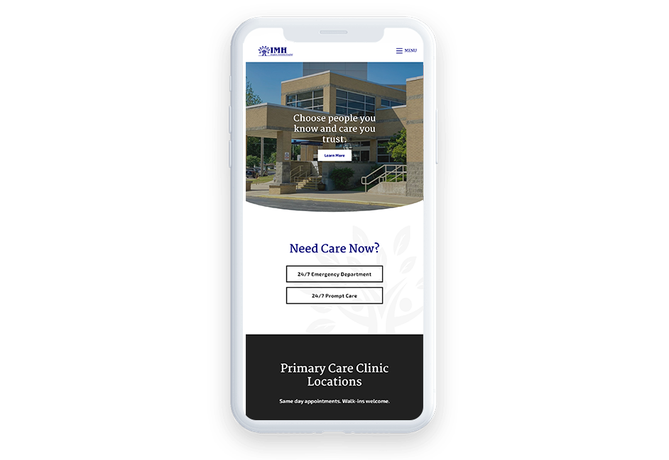Iroquois Memorial Hospital has a medical website design that is mobile-friendly.