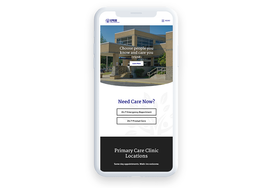 Iroquois Memorial Hospital has a medical website design that is mobile-friendly.