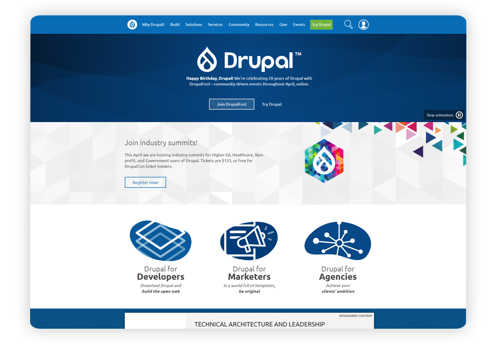 Drupal is an open source platform that is susceptible to security leaks. 