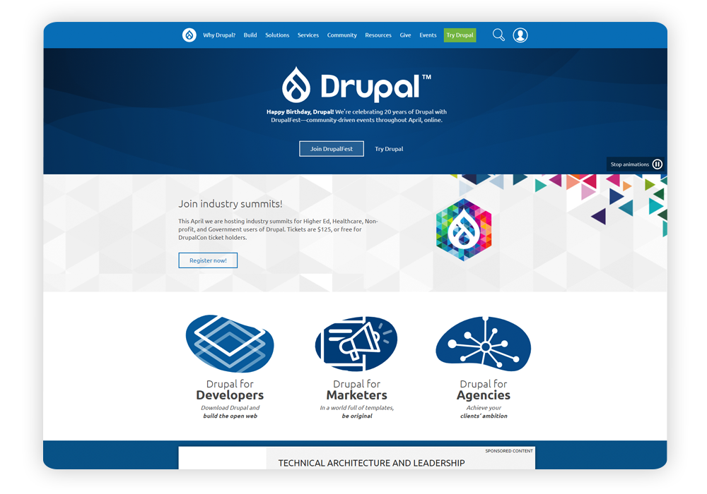 Drupal is an open source platform that is susceptible to security leaks. 