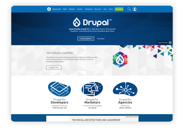 Drupal is an open source platform that is susceptible to security leaks. 