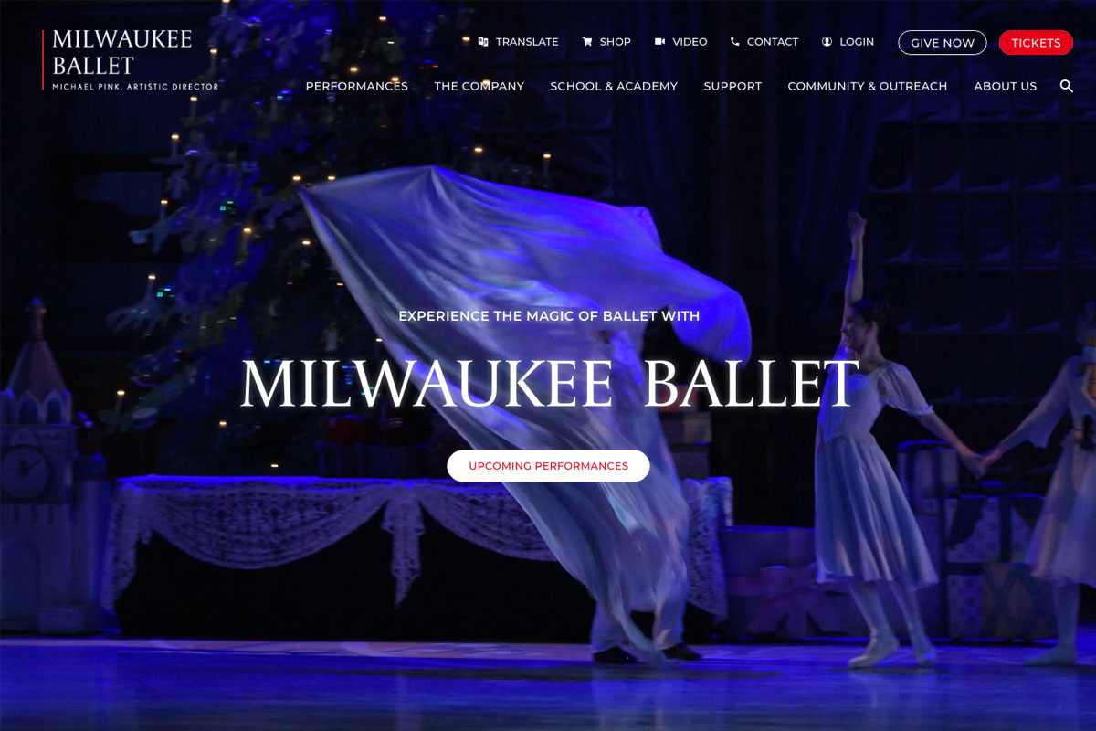 Milwaukee Ballet Website Desktop Preview