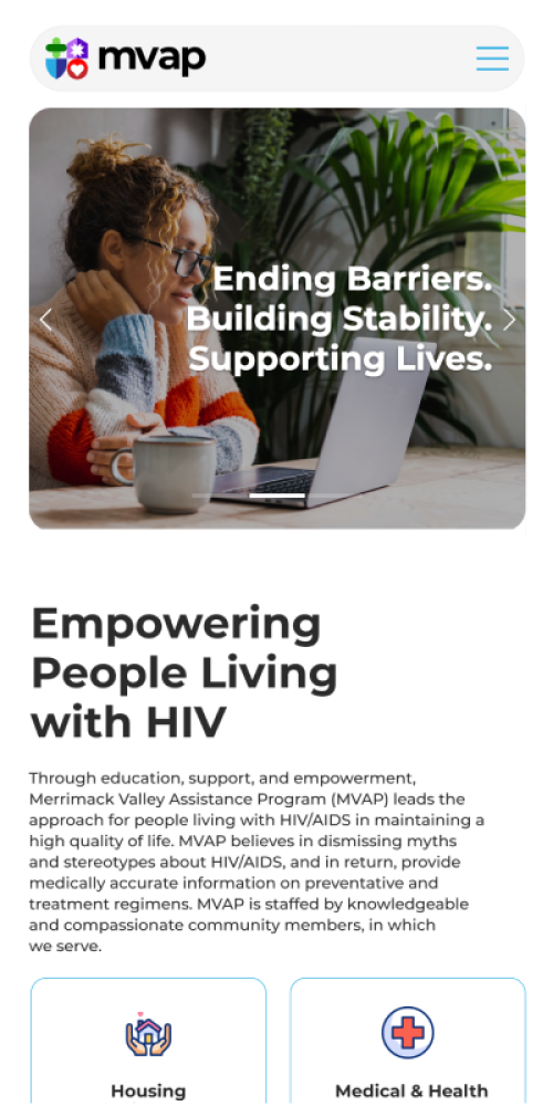 Merrimack Valley Assistance Program Website Mobile Preview