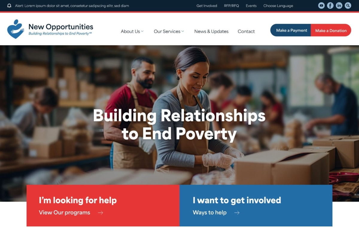 New Opportunities Website Desktop Preview