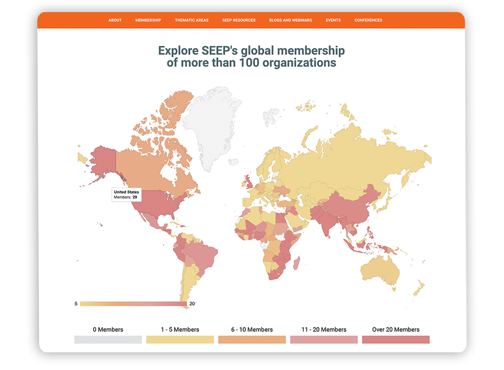 An interactive member map is an effective engagement tool to include in your NGO website development.