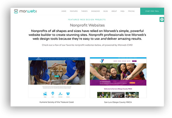 Nonprofit web development portfolio Morweb