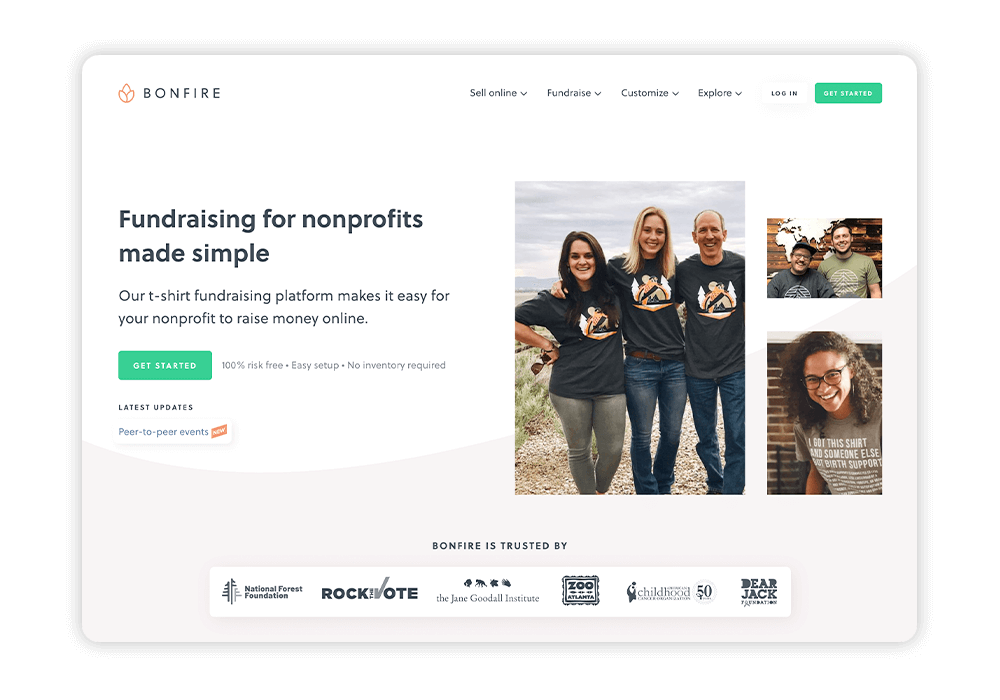 Bonfire's nonprofit event software empowers organizations to design custom merchandise.