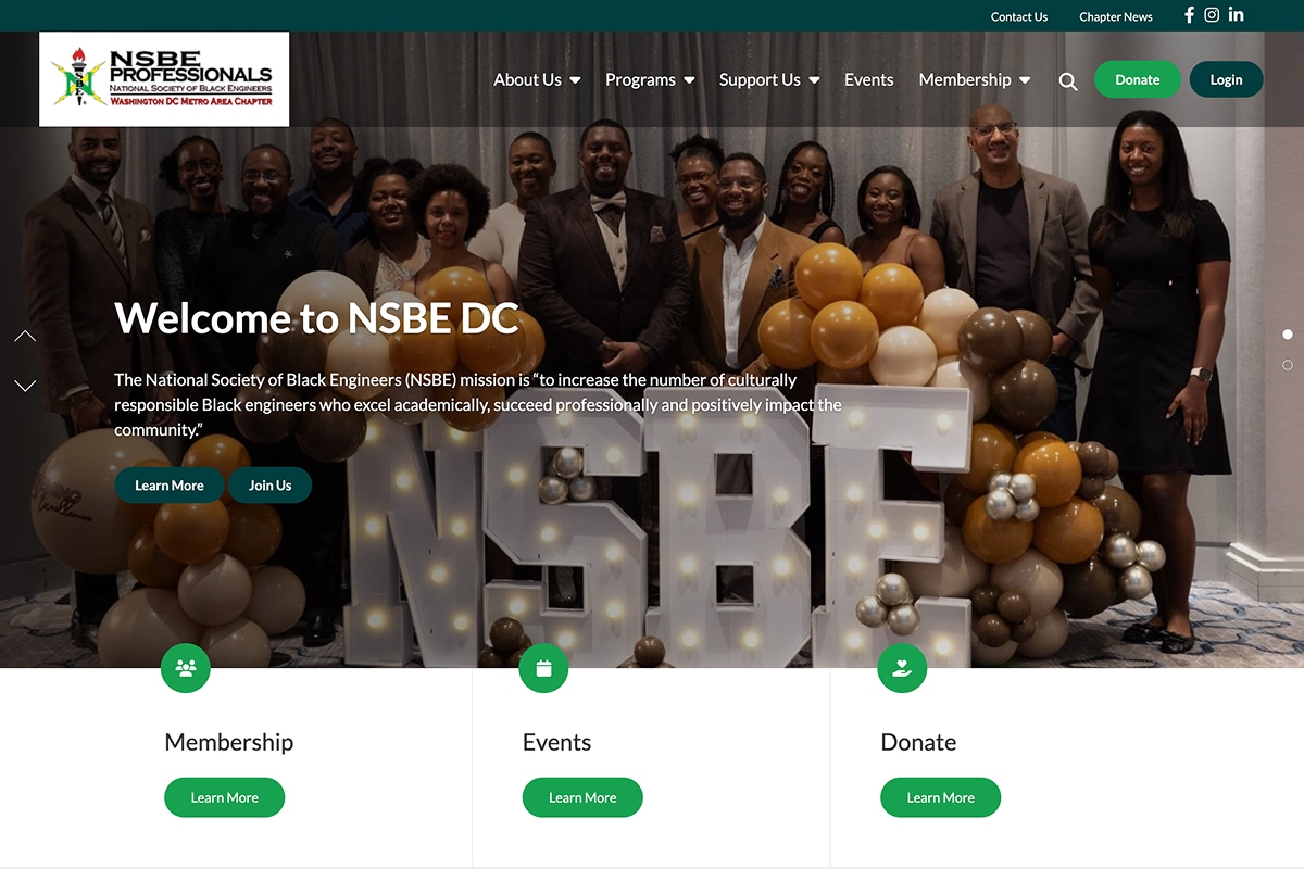 National Society of Black Engineers Website Desktop Preview