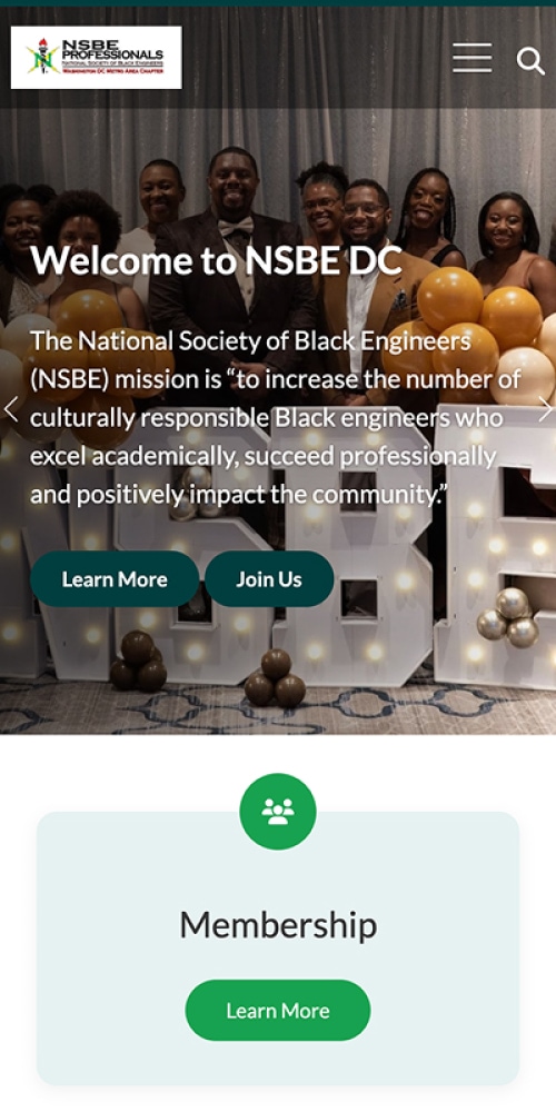 National Society of Black Engineers Website Mobile Preview