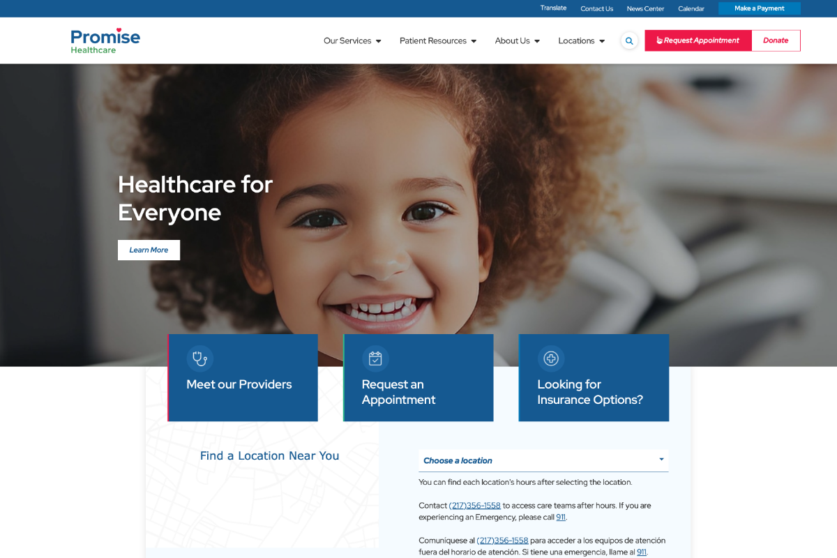 Promise Healthcare Website Desktop Preview