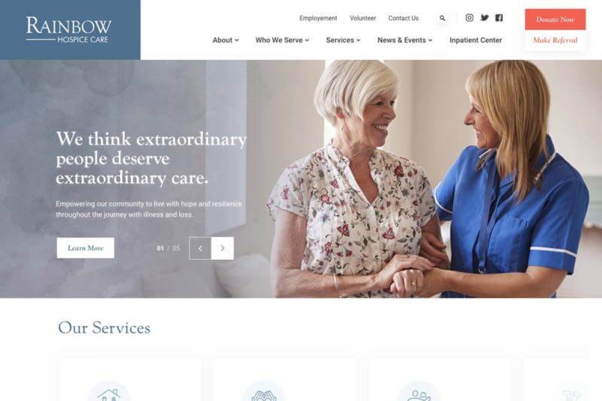 Rainbow Hospice Care Website Desktop Preview