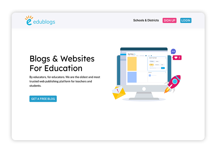 Edublogs is the best school website builder for classroom blogs.