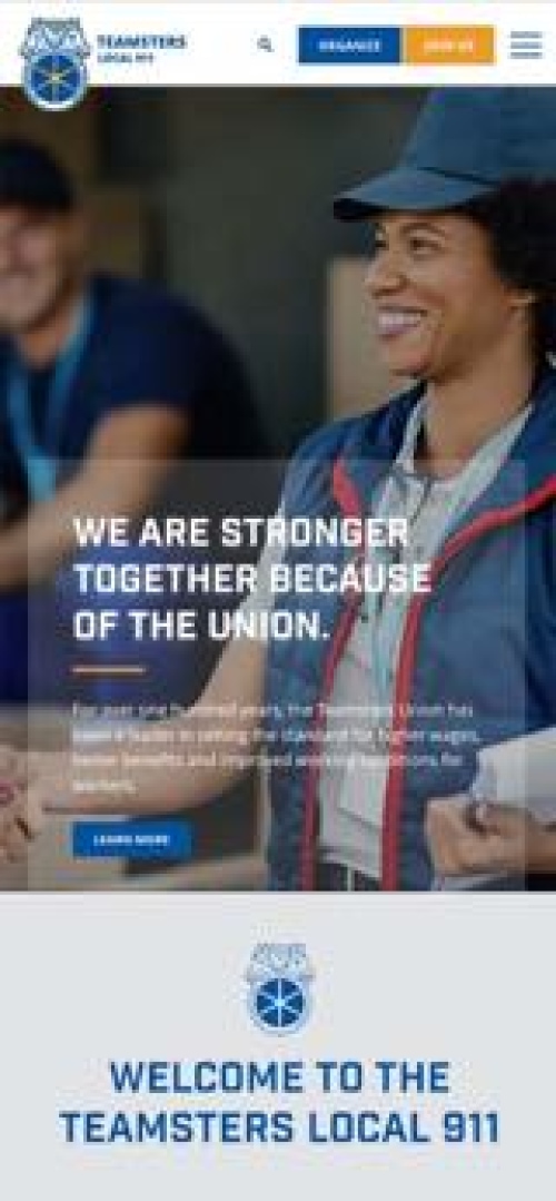 Teamsters Local 911 Website Mobile Preview