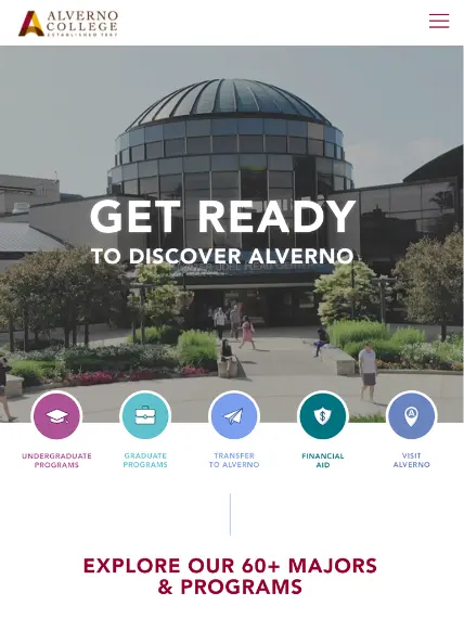 Alverno College Website Tablet Preview