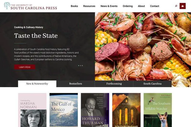 The University of South Carolina Press Website Desktop Preview